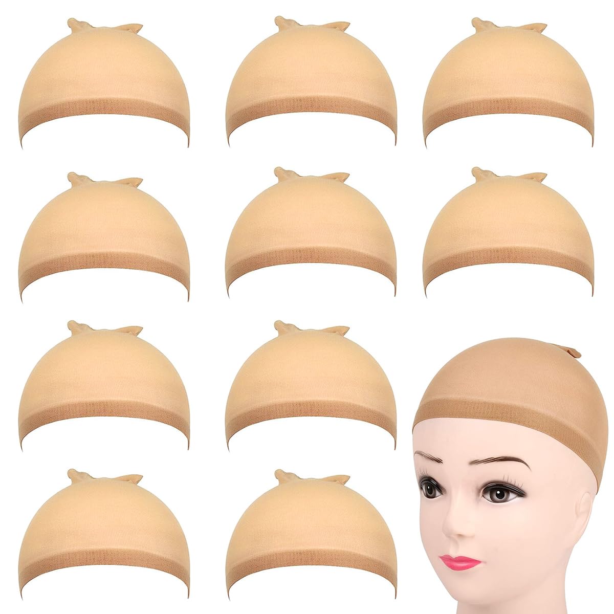 MAYCREATE 10pcs HD Wig Cap for Women, Ultra Thin Nylon Stocking Cap for for Lace Front Wig, Breathable High-Elastic Transparent Invisible Wig Cap MAYCREATE 10pcs HD Wig Cap for Women, Ultra Thin Nylon Stocking Cap for for Lace Front Wig, Breathable High-Elastic Transparent Invisible Wig Cap